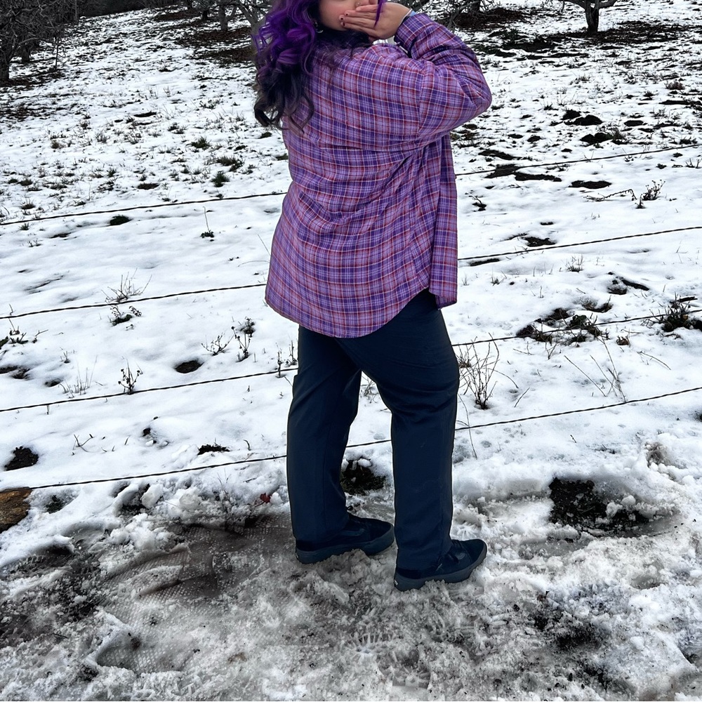 purple/pink/white flannel
